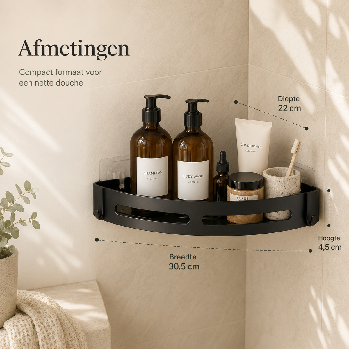 ShowerEase | Houd je douche netjes zonder te boren (2 stuks)