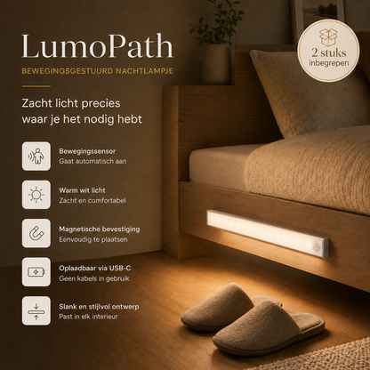 LumoPath | Zacht LED sensorlicht voor veilig opstaan in het donker (set van 2 Stuks)